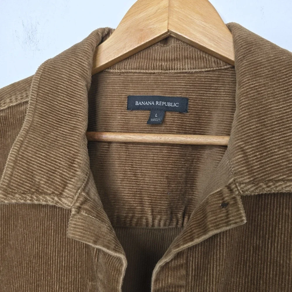 Banana Republic Shirt Size L Mens Brown Wide Wale Corduroy Button Down Shacket